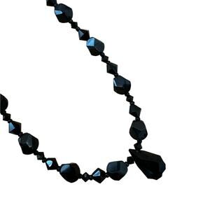 Gothic Romance White House Black Market Y2K Black Glass Rhinestone Necklace